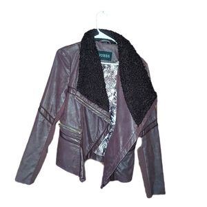 Guess- Wine Leather Jacket - Medium